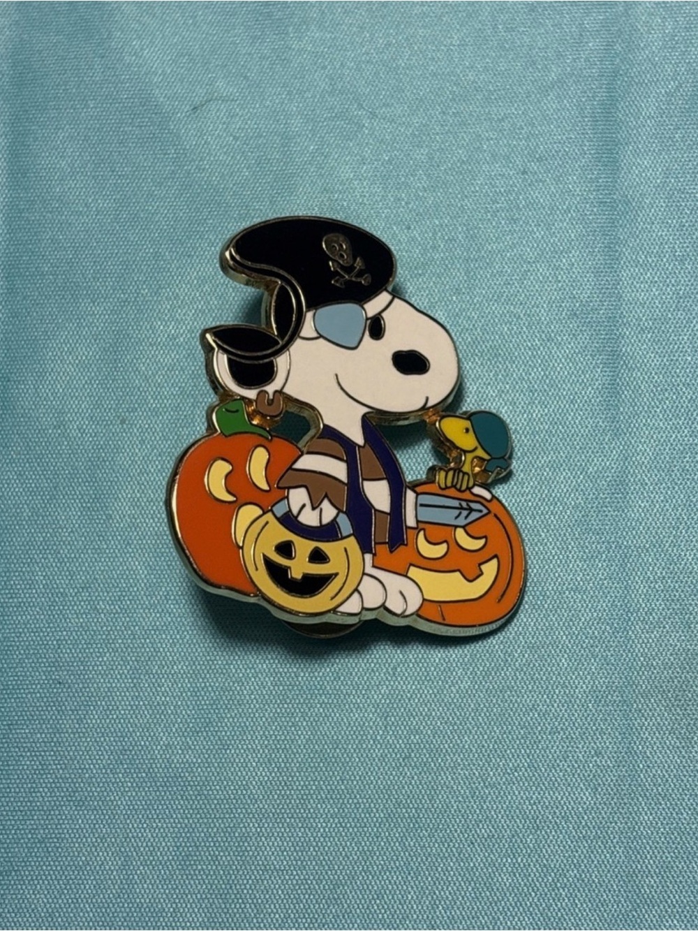 Peanuts Snoopy Pirate Halloween Enamel Pin - White, Black, Orange